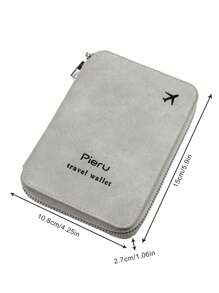 旅行護照錢包,超薄旅行錢包,護照夾旅行錢包,護照夾,旅行錢包,大空間存放工具,可存放公車票登機證許可證和許可證 - 灰色 - 查看 3