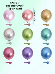 10/20 件 10 英寸玫瑰金银色蓝色绿色紫色多色镀铬金属气球套装适用于婚礼装饰周年纪念圣诞节万圣节新娘送礼会生日派对用品 - 黑色 - 查看 2