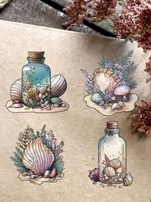 1pc 5.51*5.51 Inch Seashell & Glass Bottle Design Clear Silicone Stamps Set For Diy Scrapbooking, Card Making, Album And Diary Decoration - Transparent - View 7