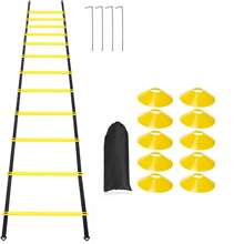 Pro Speed & Agility Training Set-Includes 12 Rung 20 Ft Adjustable Agility Ladder With Carrying Bag, 10 Disc Cones, 4 Steel Stakes,Use Equipment To Improve Footwork Any Sport - Yellow - View 1
