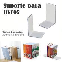 Bibliocanto Suporte Apoio Livro Aparador Lateral Par Cristal - Transparente - Visão 1