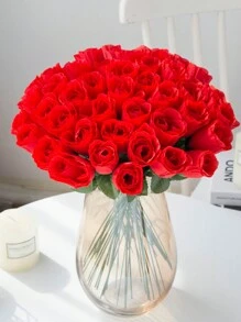 10/5入組紅色人造玫瑰花束,逼真的單支假絲綢玫瑰花束,婚禮備用紅玫瑰,家居裝飾人造絲花,婚禮用品新年裝飾情人節禮物,適用於婚禮晚會中心點裝飾,新娘花束,家居裝飾。 - 紅色 - 查看 5