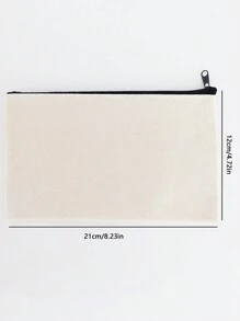 1 件純色帆布拉鍊袋多功能空白 Diy 工藝袋鉛筆化妝品首飾袋收納袋適合家庭學校文具用品 - 白色 - 查看 3