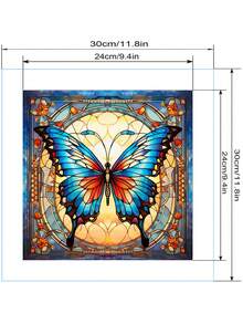 5d 鑽石畫 Diy 美麗蝴蝶鑽石畫套件成人十字鑽石繡美觀全鑽石藝術馬賽克水鑽家居裝飾朋友禮物 30*30 厘米無邊 - 彩色 - 查看 2