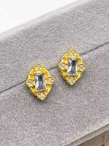 Vintage Luxury Style High-End Design S925 Sterling Silver Plated 14k Gold Dangle Earrings, Women's Jewelry - Gold - View 2