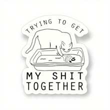 10入組貓咪貼紙,貓媽媽貼紙,筆記型電腦貼紙,水瓶貼紙,有趣的貓咪,防水乙烯基材質,車貼,貓貼紙,筆記型電腦貼紙 - 黑與白 - 查看 2