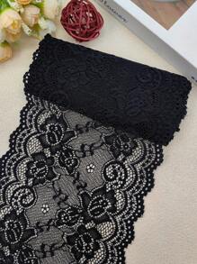 150 公分/1 件服裝帽子配件蕾絲邊,柔軟有彈性,服裝裝飾（15 公分寬） - 黑色 - 查看 1