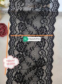 150 公分/1 件服裝帽子配件蕾絲邊,柔軟有彈性,服裝裝飾（15 公分寬） - 黑色 - 查看 2