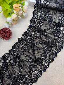 150 公分/1 件服裝帽子配件蕾絲邊,柔軟有彈性,服裝裝飾（15 公分寬） - 黑色 - 查看 5