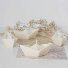 3d 船蜡烛模具可折叠纸船形状肥皂模具用于制作蜡烛、环氧树脂帆船铸件等 DIY 工艺品 - 白色 - 查看 5