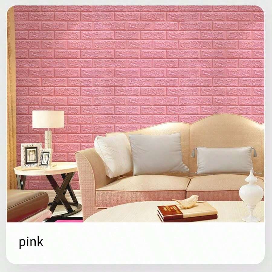 1pc 3d Self-Adhesive Brick Pattern Wallpaper, Waterproof, Collision-Proof, Soundproofing And Reducing Noise, Start From The Good Wall, With Extraordinary Sticky Backing - Multicolor - View 1