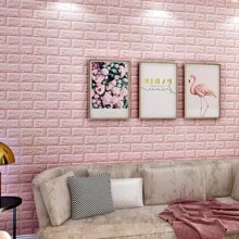 1pc 3d Self-Adhesive Brick Pattern Wallpaper, Waterproof, Collision-Proof, Soundproofing And Reducing Noise, Start From The Good Wall, With Extraordinary Sticky Backing - Multicolor - View 4