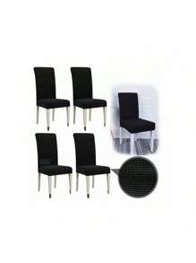 6 Fundas Protectoras Para Sillas De Comedor,oficina,elástico - Negro - Ver 2