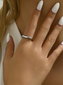 1入組18k金鍍不鏽鋼拼接戒指,時尚女性日常佩戴和節日禮物的配飾 - 彩色 - 查看 2