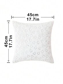 情人節毛絨亮片心形白色枕套 - 白色 - 查看 2