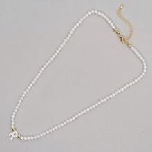 1PC Faux Pearls Stack Jewelry Handcrafted Elegant Fashion A-Z Shell Letters Boho 2024 New Beaded Necklaces For Women - Multicolor - View 31