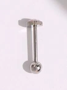 1pc Pink Color Glittering Coated External Threaded Tongue Barbell Women's Jewelry - Pink - View 4