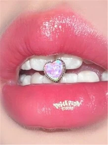 1pc Pink Color Glittering Coated External Threaded Tongue Barbell Women's Jewelry - Pink - View 1