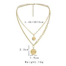 1條女士雙層鐘錶盤圓形吊墜項鍊 - 金黃色 - 查看 4