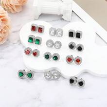 Yanxyad Shiny Big  Brick Stud Earrings For Women Man - round - View 1
