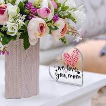 1入組透明心形亞克力牌匾,媽媽親子心形亞克力禮物,聖誕節母親禮物,媽媽亞克力標志牌桌面裝飾,母親節生日禮物給媽媽,女兒,兒子,爸爸的生日禮物,感激禮物,桌上裝飾牌匾 - 彩色 - 查看 7