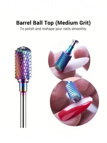 2入組硬質合金釘鑽頭旋轉鑽石銑削釘刀頭電動手工指甲修護工具平頂套傘 - 彩色 - 查看 2