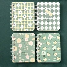 4pcs Cartoon A7 Lined Notebook Portable Mini Memo Pad Student Stationery Word Coil Book - Multicolor - View 1