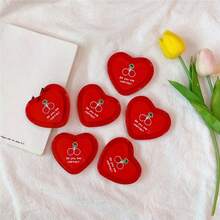 1pc Korean Style Ins Adorable Cherry Shaped Mini Mirror, Double-Sided Portable Cosmetic Mirror For Makeup Touch-, Bathroom, Vanity - Red - View 3