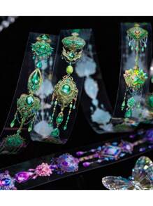 1 件装装饰胶带珠宝装饰贝壳轻质 PET 胶带非常适合子弹日记用品、艺术品、剪贴簿、DIY 工艺品、规划师 - 杏色 - 查看 5