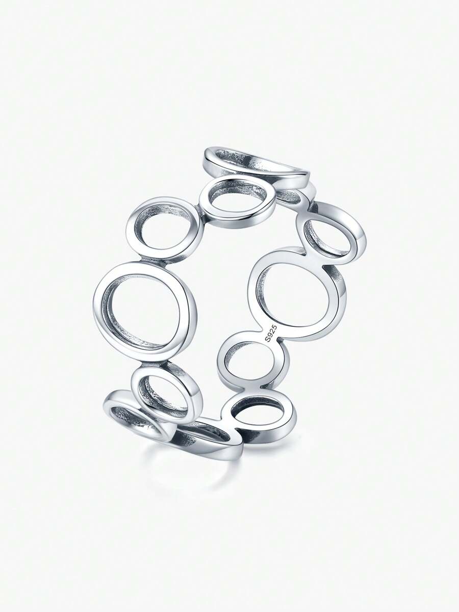 Fashionable Hollow Out Sterling Silver Ring For Women For Gift