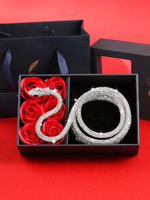 禮盒裝,1入時尚性感柔軟的蛇形頸鏈,情人節,母親節等節日送禮的完美禮物,非常適合節日派對飾品 - 銀色 - 查看 1