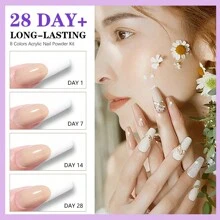 浸泡粉美甲套裝-8色浸泡粉指甲粉入門套裝,浸泡粉液套裝底層涂料和面層浸泡粉美甲套裝,沙龍在家diy美甲套裝 - 彩色 - 查看 3