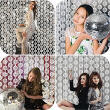 1Pc 2*1 Meter Disco Rain Silk Curtain Birthday Party Decoration Background Wall Bright Colored Ball Curtain Rain Silk Door Curtain Decoration - Silver - View 4