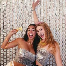 1Pc 2*1 Meter Disco Rain Silk Curtain Birthday Party Decoration Background Wall Bright Colored Ball Curtain Rain Silk Door Curtain Decoration - Silver - View 6