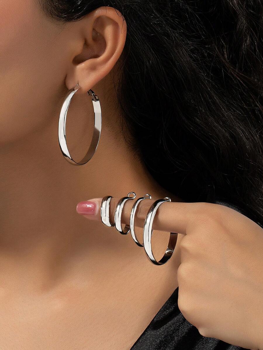 10pcs/Set Simple Half-Circle Smooth Hoop Earrings