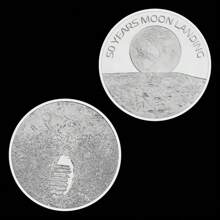 1枚美國登月50周年紀念銀鍍紀念幣創意禮品紀念幣挑戰幣 - 銀色 - 查看 6