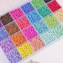 4 stks Willekeurige 24 Kleur 3mm Regenboog Kleur Rocailles 2 rolls Strings 1 Lepel Voor Sieraden Maken Kit Set