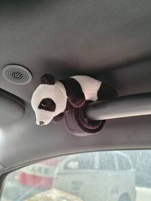 1pc Cute Panda Shaped Car Decoration Ornament - Black and White - View 5