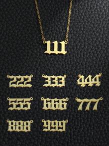 1 Pc Stainless Steel Necklace Lucky Number 777 111-999 Charm For Women For Daily Decoration - Yellow Gold - View 1