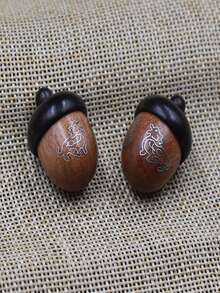 1pc Creative Sandalwood Pinecone Pendant For Mobile Phone, Bag, Or Necklace, Unisex Glass Bottle With Stopper And Accessory - Black - View 9