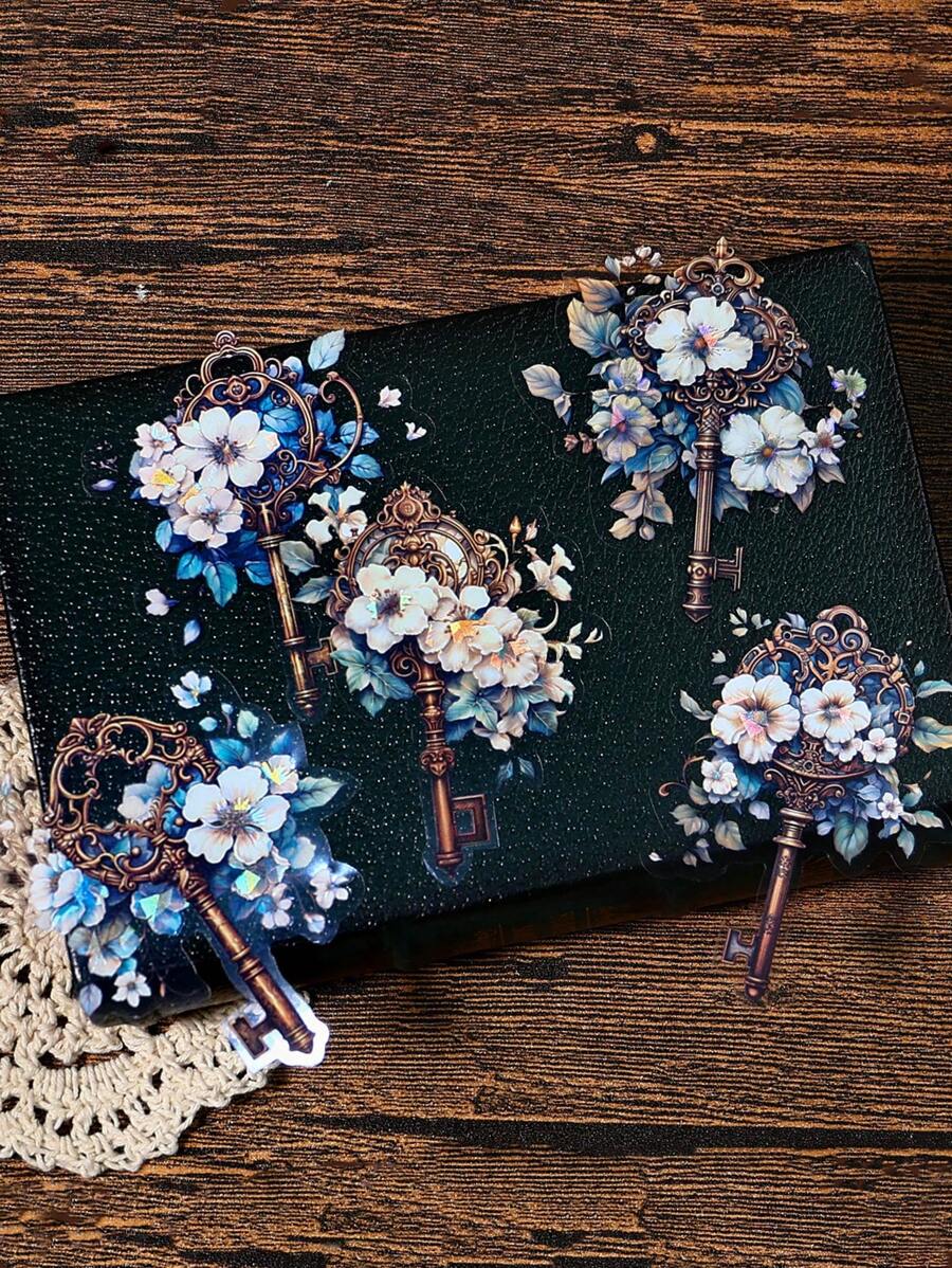 每包10張寵物蕾絲邊裝飾貼紙,diy手工藝品裝飾材料,手機/電腦/筆記本美學配件 - 白色 - 查看 1