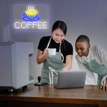 咖啡霓虹燈牌,usb供電餐廳招牌,商業霓虹燈適用於咖啡館/酒吧/餐廳/酒店/商店的牆面藝術裝飾 - 彩色 - 查看 5