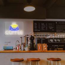 咖啡霓虹燈牌,usb供電餐廳招牌,商業霓虹燈適用於咖啡館/酒吧/餐廳/酒店/商店的牆面藝術裝飾 - 彩色 - 查看 4