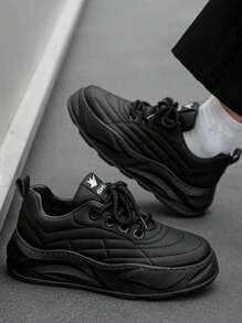 男士時尚防滑滑板鞋,運動休閒鞋 - 黑色 - 查看 2