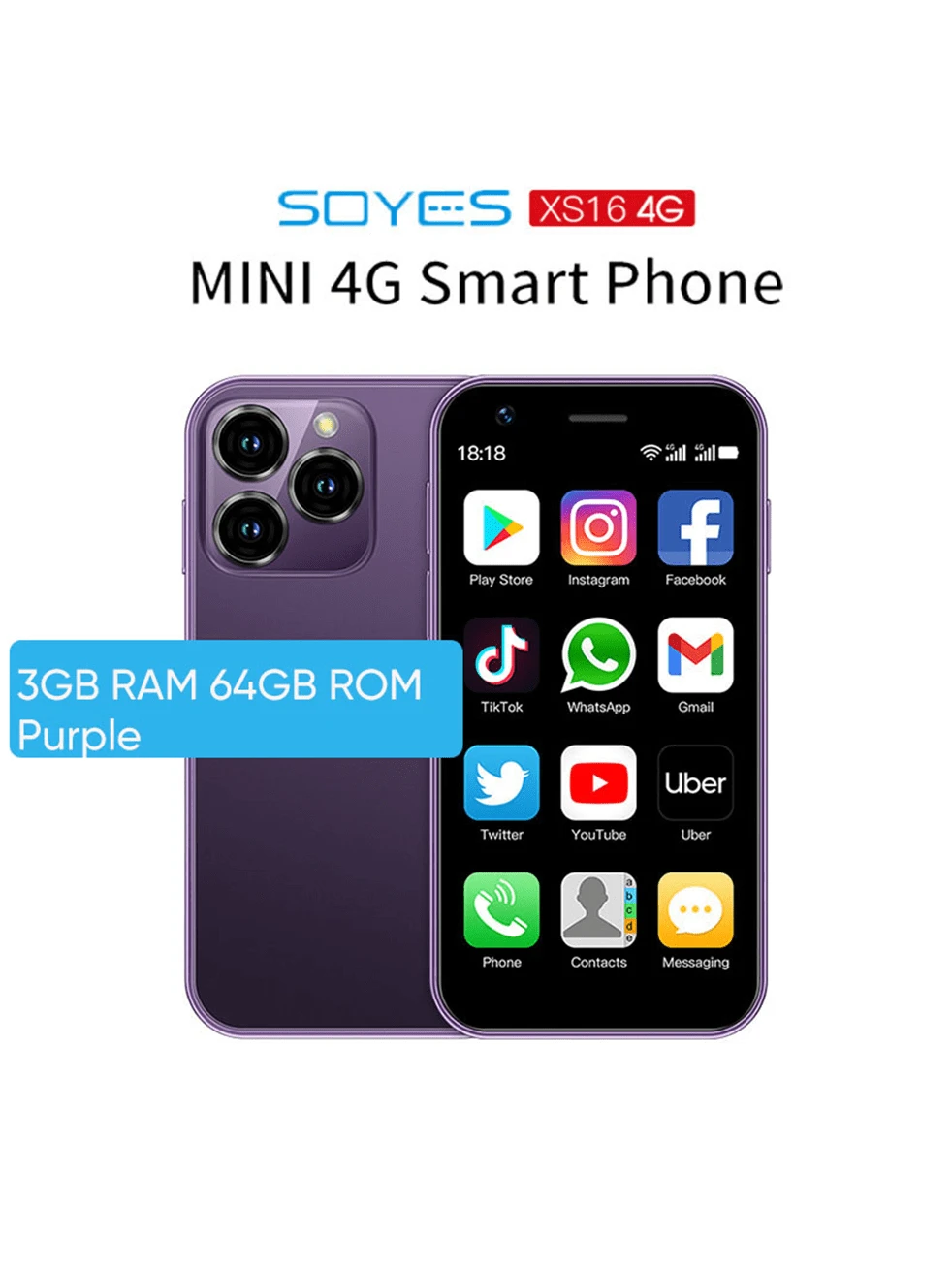 Soyes Xs16ミニスマートフォン Android 10搭載 3.0インチ 4g Simフリー