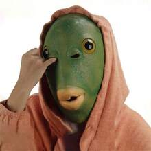 1 件,愚人節面具球角色扮演乳膠綠色魚頭面具動物頭套裝搞笑面具角色扮演全臉乳膠動物道具 - 綠色 - 查看 3