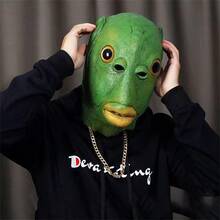1 件,愚人節面具球角色扮演乳膠綠色魚頭面具動物頭套裝搞笑面具角色扮演全臉乳膠動物道具 - 綠色 - 查看 8