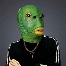 1 件,愚人節面具球角色扮演乳膠綠色魚頭面具動物頭套裝搞笑面具角色扮演全臉乳膠動物道具 - 綠色 - 查看 5