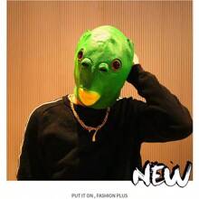 1 件,愚人節面具球角色扮演乳膠綠色魚頭面具動物頭套裝搞笑面具角色扮演全臉乳膠動物道具 - 綠色 - 查看 1