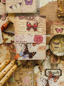 1book/10sheets, 3sheets Per Pattern, 30sheets In Total, Burnt Book Pages Series Vintage Ins English Letter Notebook Decoration Paper - Multicolor - View 7